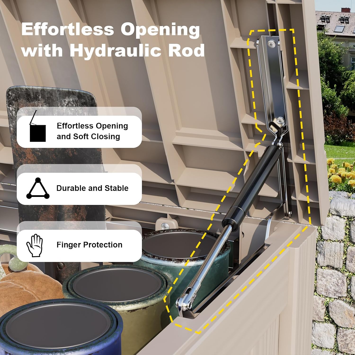 Thumbnail 6 de PatioZen 246 Resin Deck Box, Lockable Gray Outdoor Storage with Hinged Lid