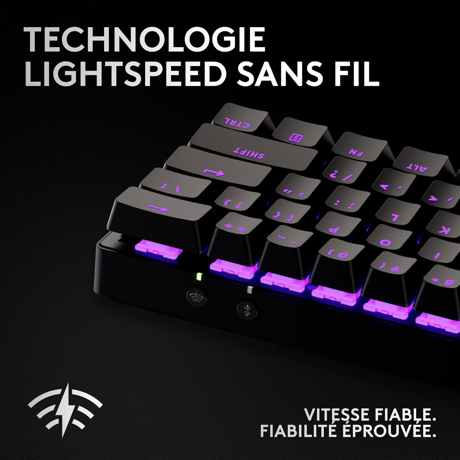 Thumbnail 2 de Logitech G PRO X 60 Lightspeed — clavier gaming mécanique sans fil TKL 60% AZERTY FR, switches optiques GX, LIGHTSYNC RVB