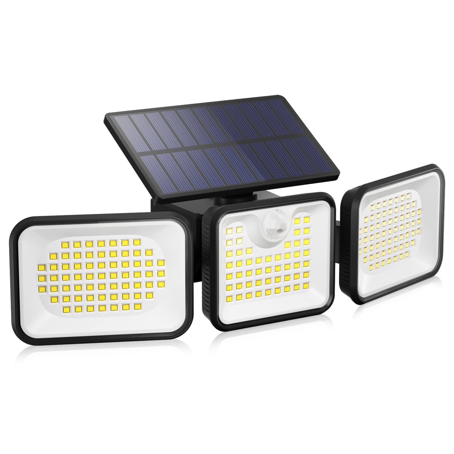 Detalle de OUSFOT Lampe Solaire Extérieure à 3 Têtes avec 180 LED et Détecteur de Mouvement – IP65