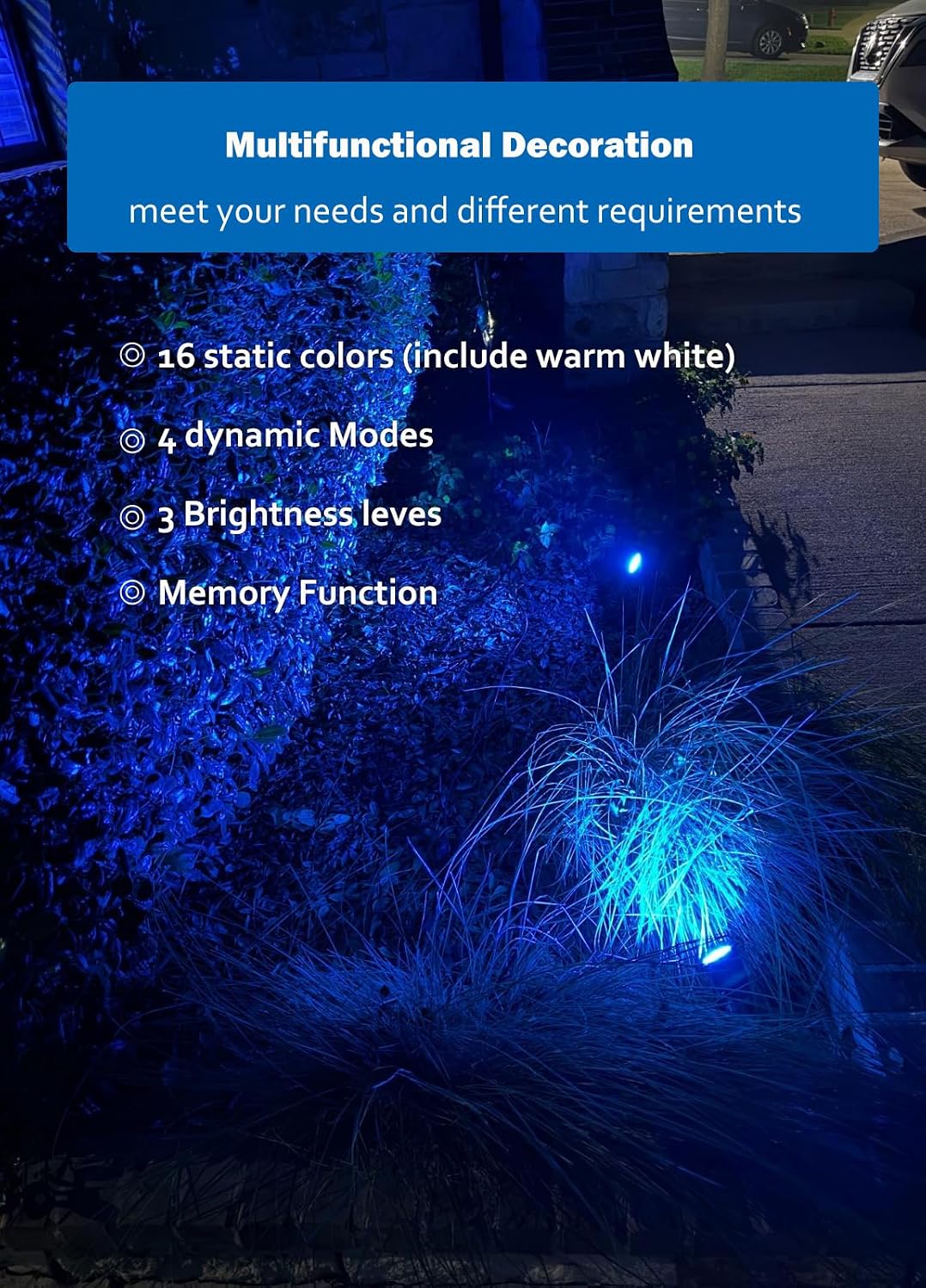 Detalle de BeeLinks RGBW LED Outdoor Spotlights, 12W, 16 Colors, 4-Pack, IP65
