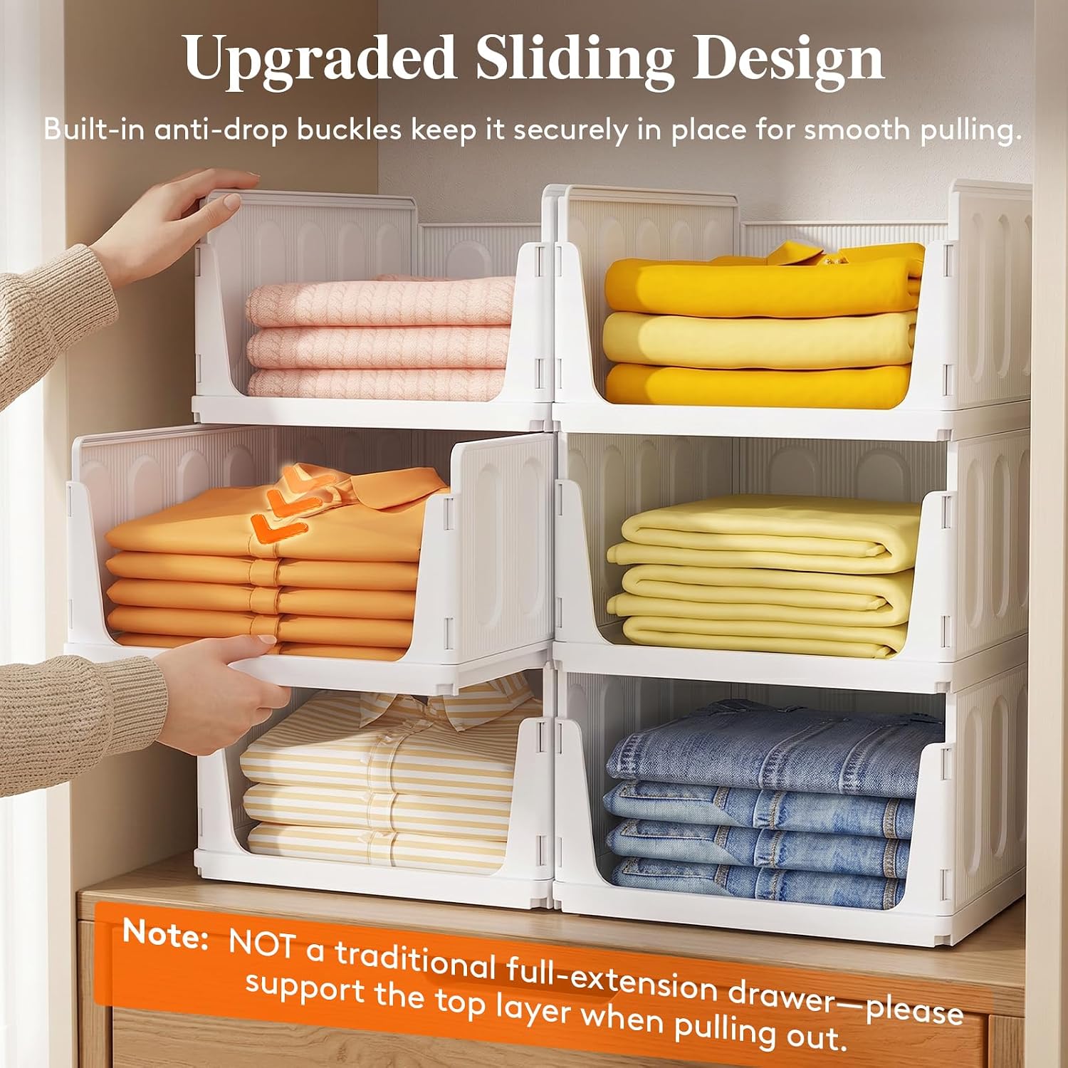 Detalle de Lifewit 25007 Stackable Closet Organizers, 5-Pack Plastic Storage Bins, White