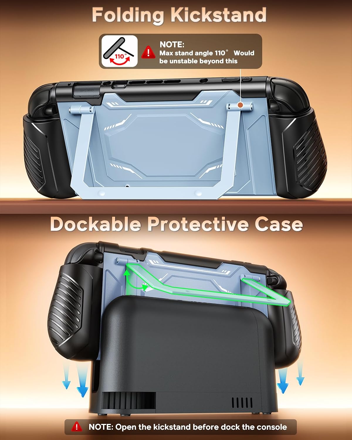 Detalle 2 de FYOUNG Schutzhülle für Nintendo Switch 2 – Militärqualität, abnehmbarer Ergonomikgriff, Frontabdeckung mit Kartenfach (Hellblau)