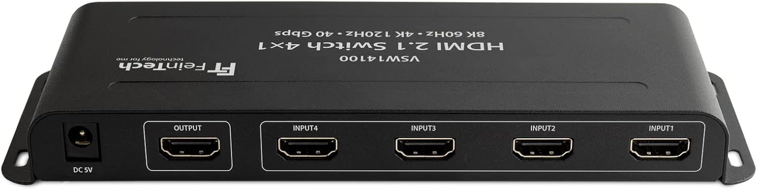 Detalle 2 de FeinTech VSW14100 – przełącznik HDMI 2.1, 4 wejścia, 4K 120 Hz i 40 Gb/s