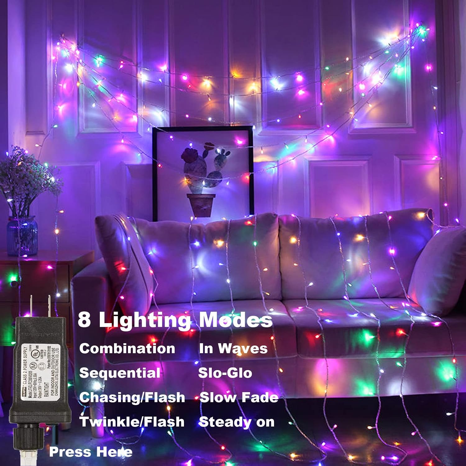 Thumbnail 3 de VTECHOLOGY QL300IE Multicolour Christmas String Lights, 200 LEDs, 66 ft