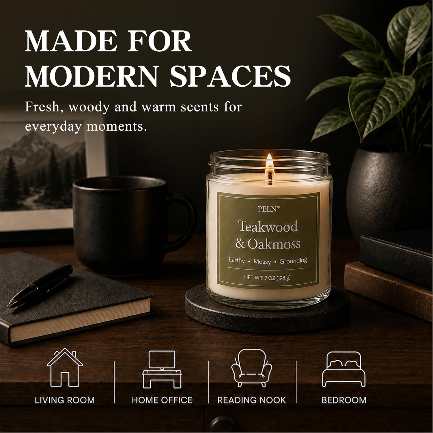 Thumbnail 4 de PELN Modern Woods Soy Wax Candle Gift Set, 6 Scents, 7 oz Each