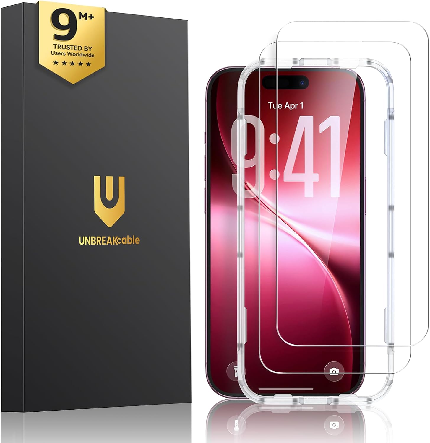 Detalle de UNBREAKcable 2-Pack Screen Protectors for iPhone 18 Pro Max, 9H+ Tempered Glass