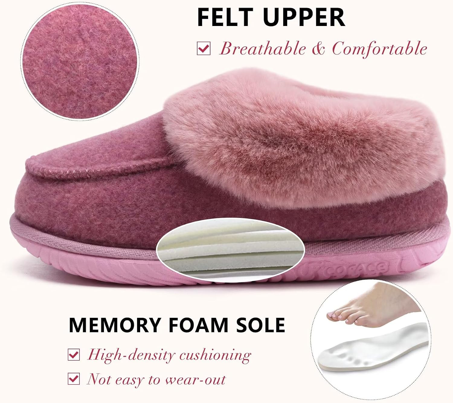 Detalle 2 de COFACE Women's Memory Foam Slippers Arch Support