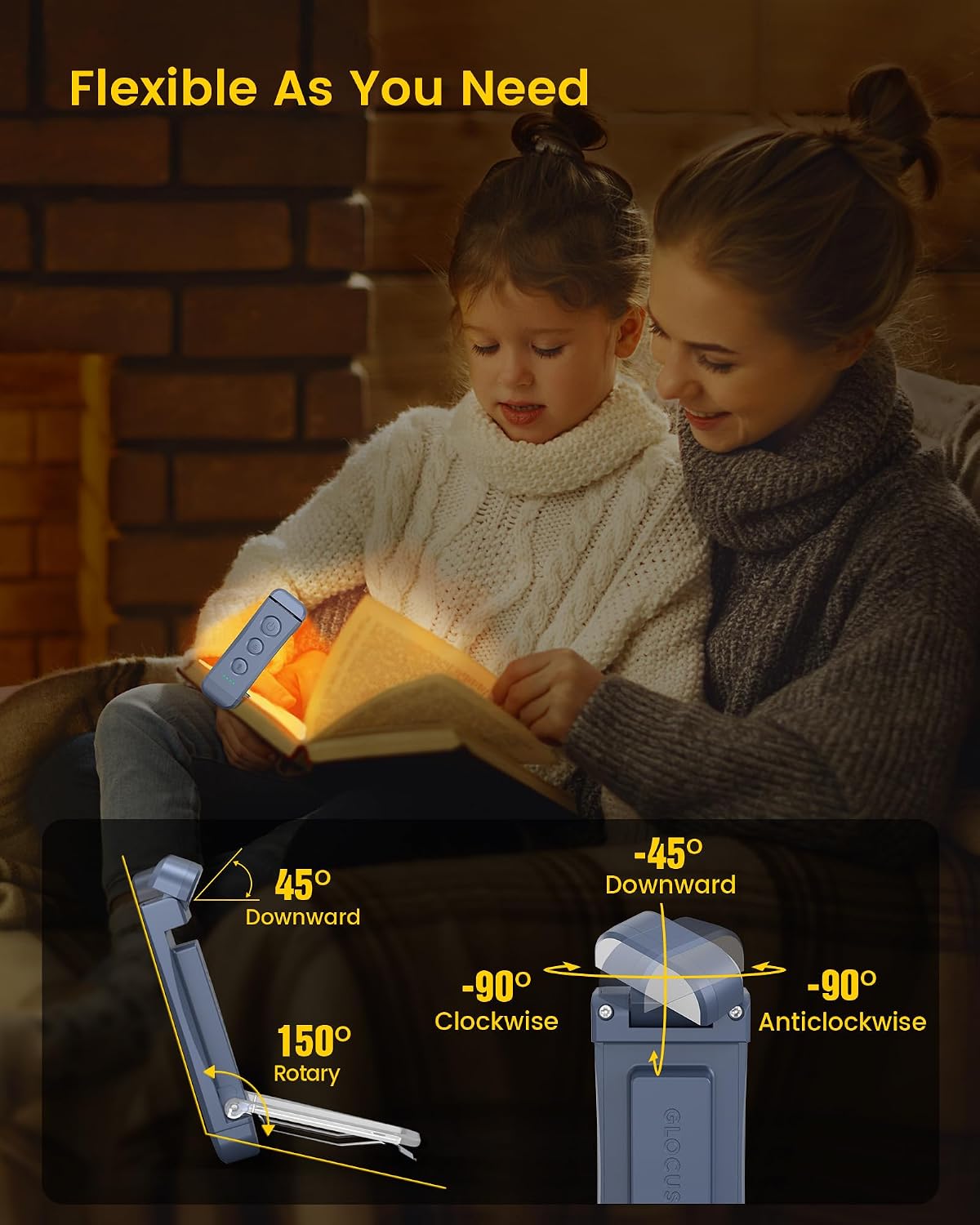Thumbnail 4 de Glocusent Leselampe Buch Klemme – Augenschonendes Leselicht mit 3 Farbtemperaturen und 5 Helligkeitsstufen