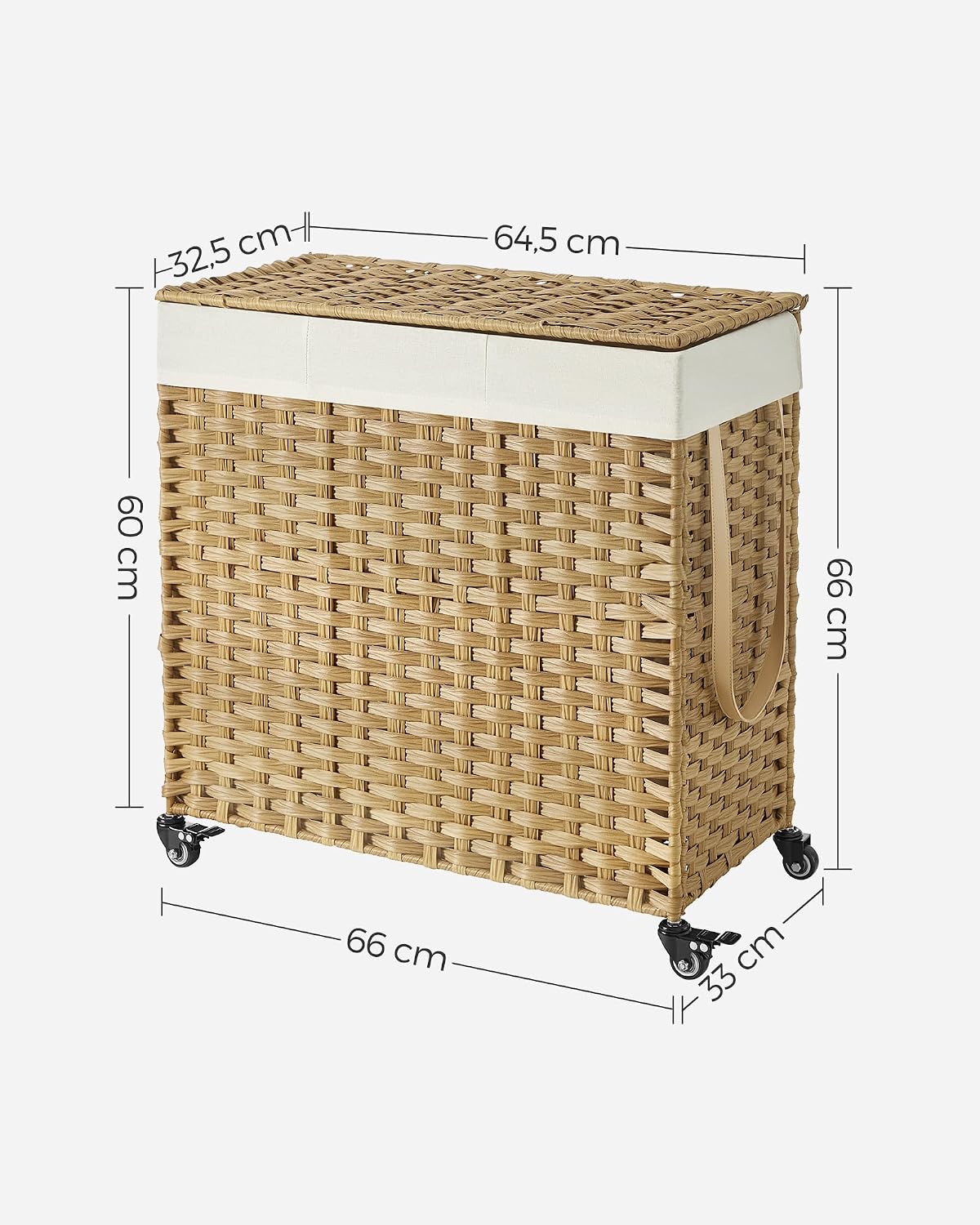 Detalle 2 de SONGMICS LCB363N01 wasmand met rotanlook, deksel en afneembare waszak