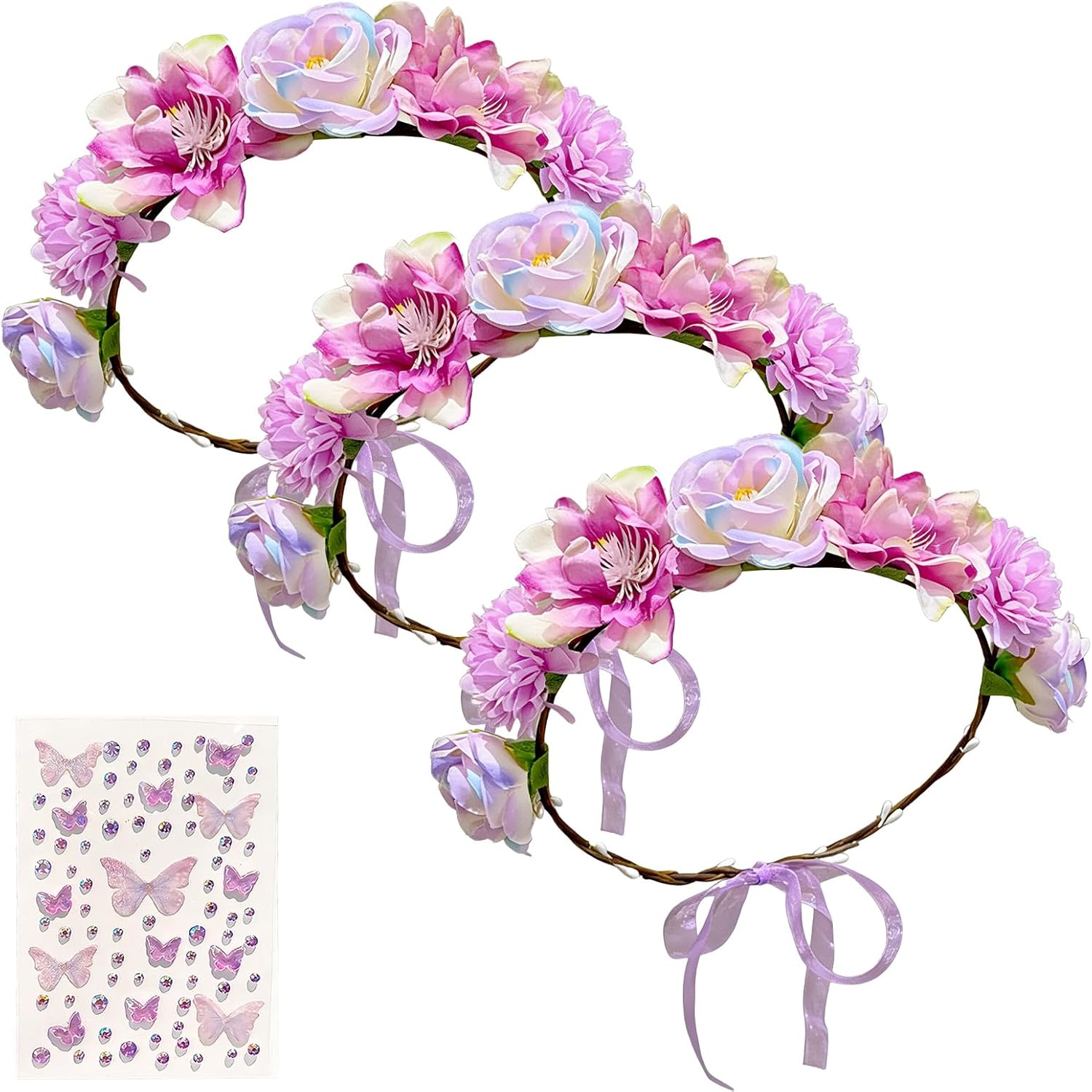 Thumbnail 6 de AWSOLAR LED-Blumenkranz-Haare (8-teilig), weiß – leuchtender Haarschmuck für Brautschmuck, Festival & Party