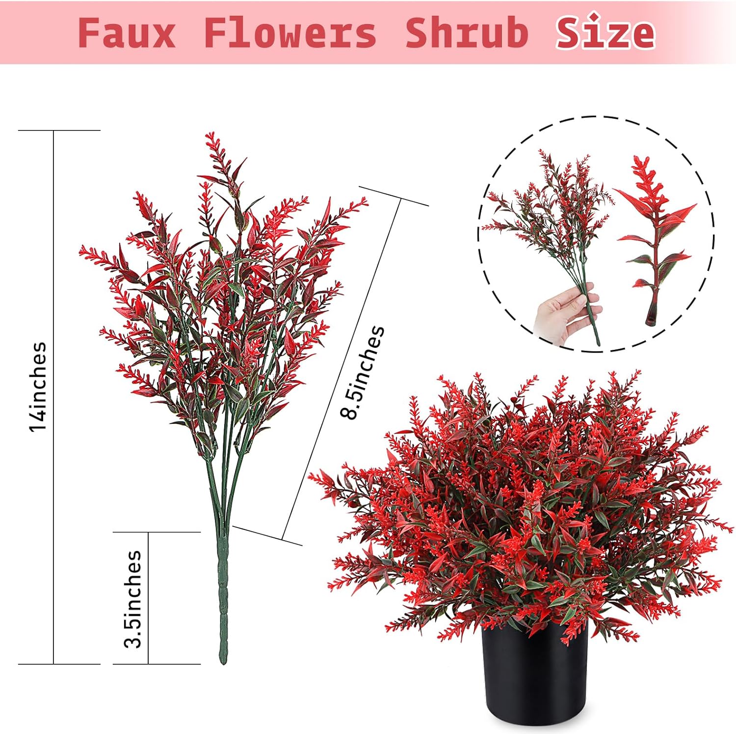 Thumbnail 6 de 9 Bundles Artificial Lavender Flowers – UV‑Resistant Outdoor Faux Lavender for Indoor and Outdoor Decor (Red)