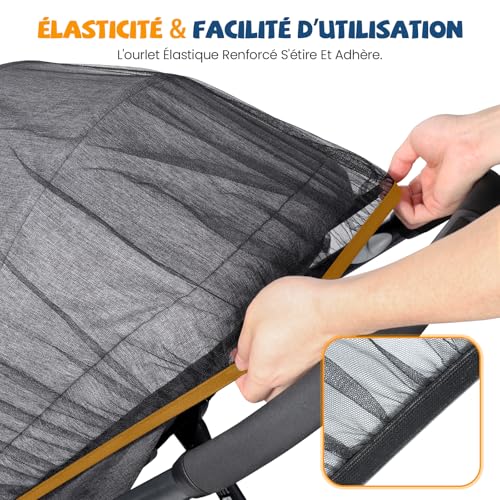 Thumbnail 5 de Orzbow Lot de 2 Moustiquaire Poussette Universelle, Noir – protection flexible et pratique