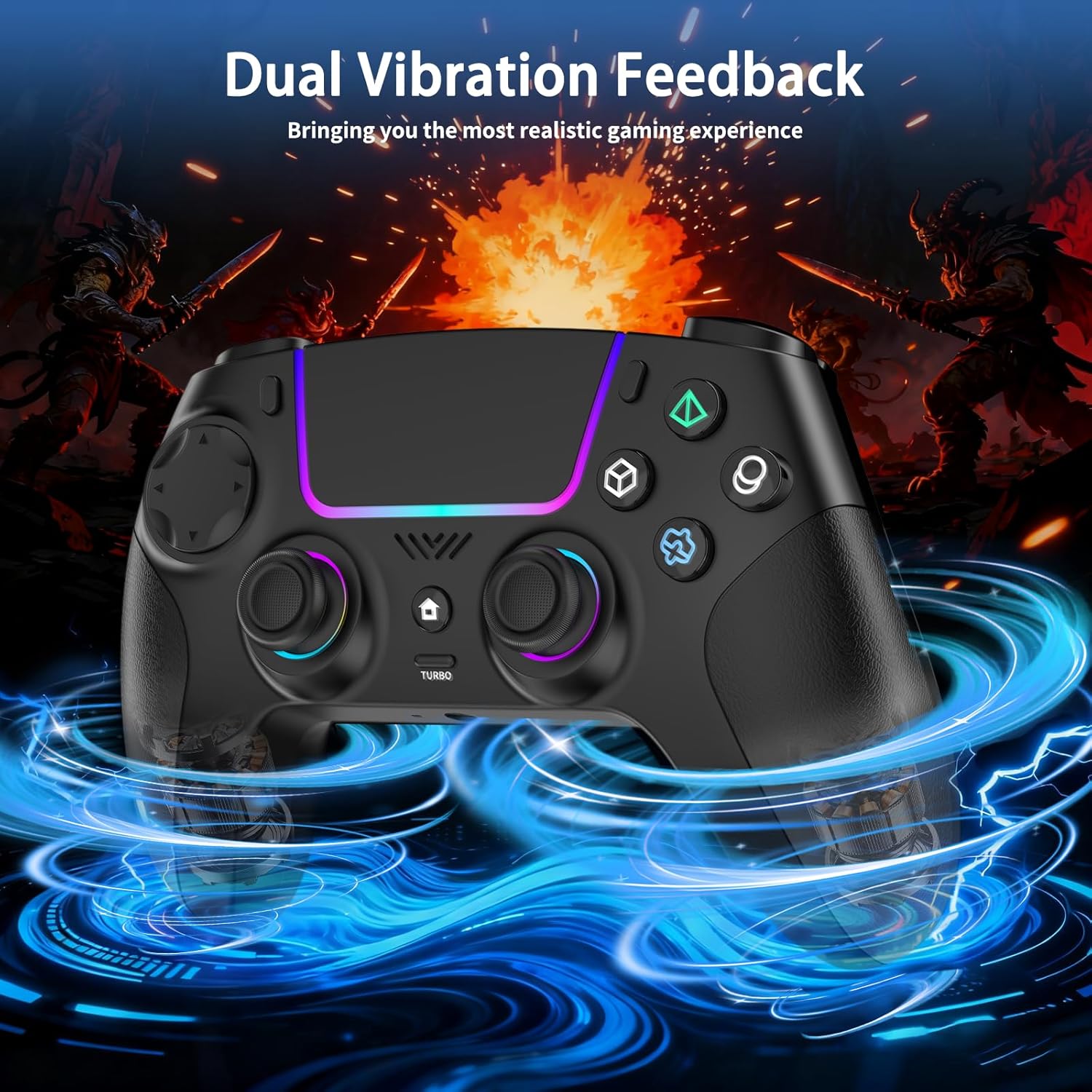Thumbnail 4 de VidPPluing Wireless Controller with Hall Effect Triggers, RGB Lighting & Turbo (PS5/PC/Steam Deck/Phone)