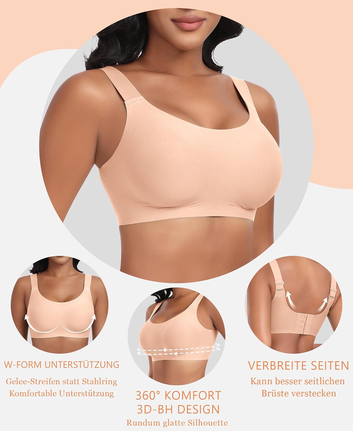 Thumbnail 3 de Nahtloser BH Damen Ohne Bügel Glatt Komfort Vollschalen Gepolstert – flexibler T-Shirt BH