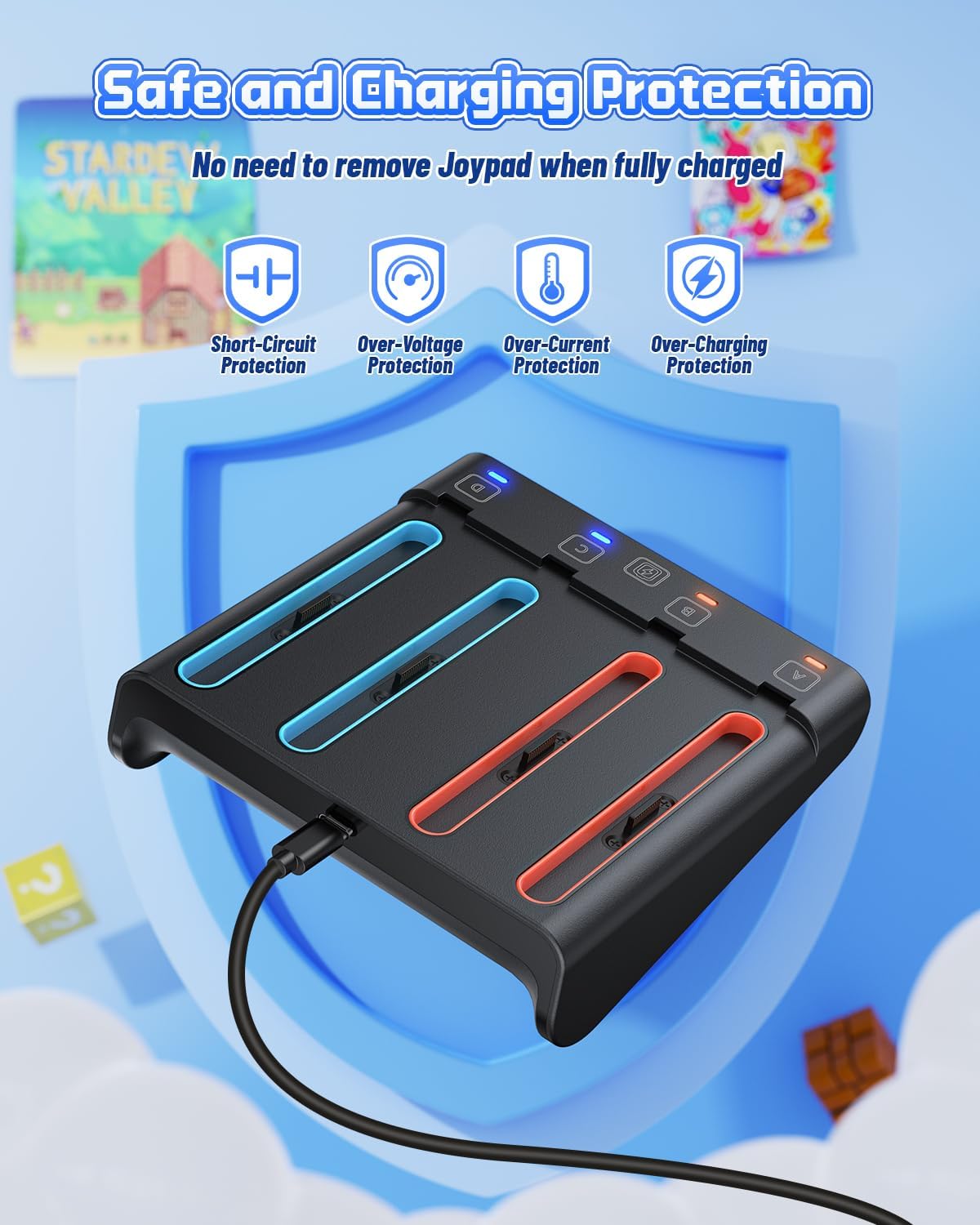 Thumbnail 5 de [Switch1/2 Kompatibel] FASTSNAIL 8-in-1 Ladestation für Nintendo Switch 2 & 1/OLED – Magnetisch & Einschub