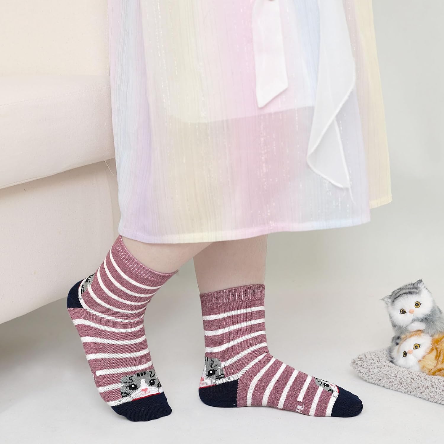 Thumbnail 2 de PUTUO Chaussettes Fille Enfant en Coton 5 paires