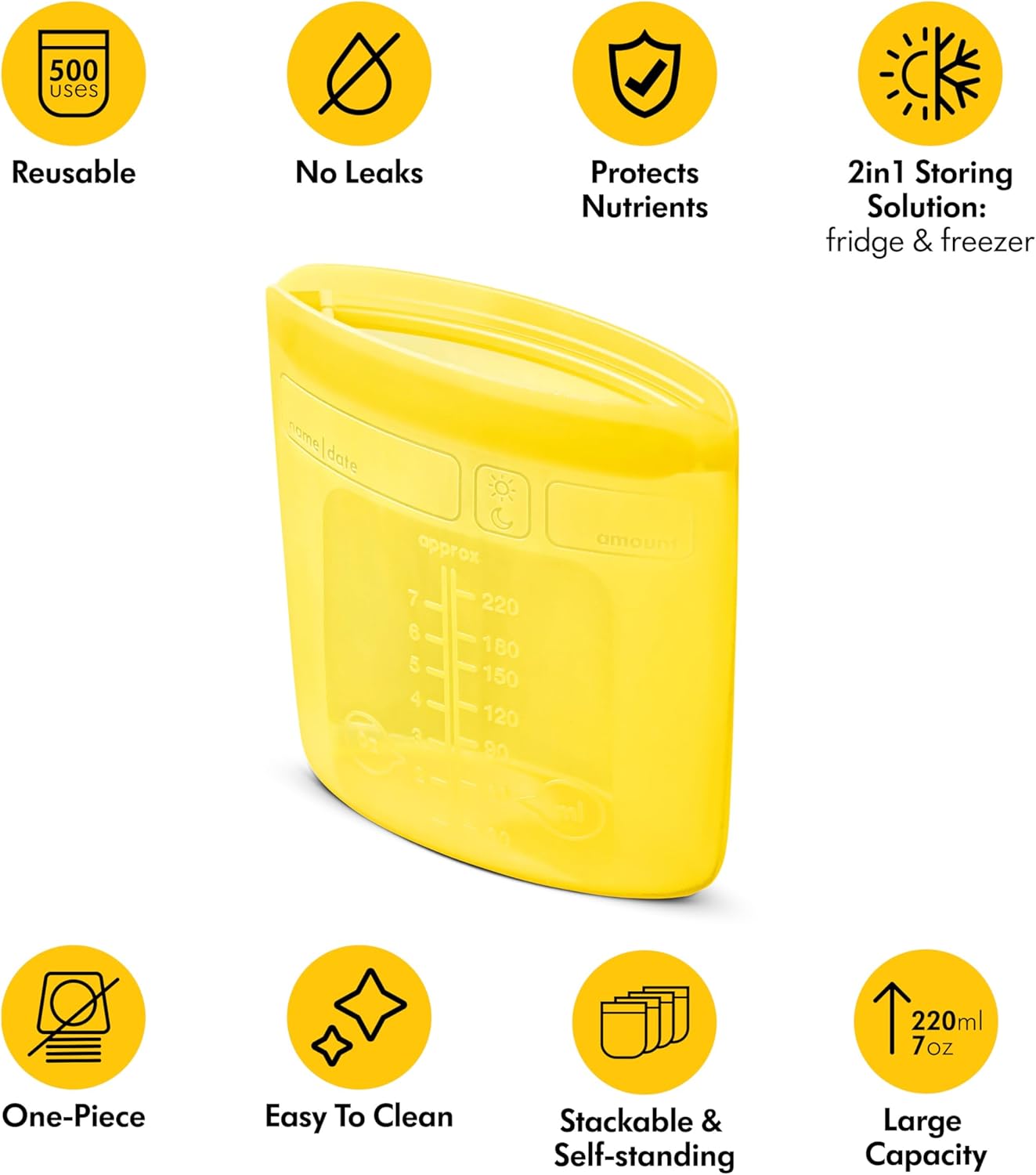 Thumbnail 2 de Medela Reusable 220 ml Breast Milk Storage Bags with Wide Opening and Double-Seal