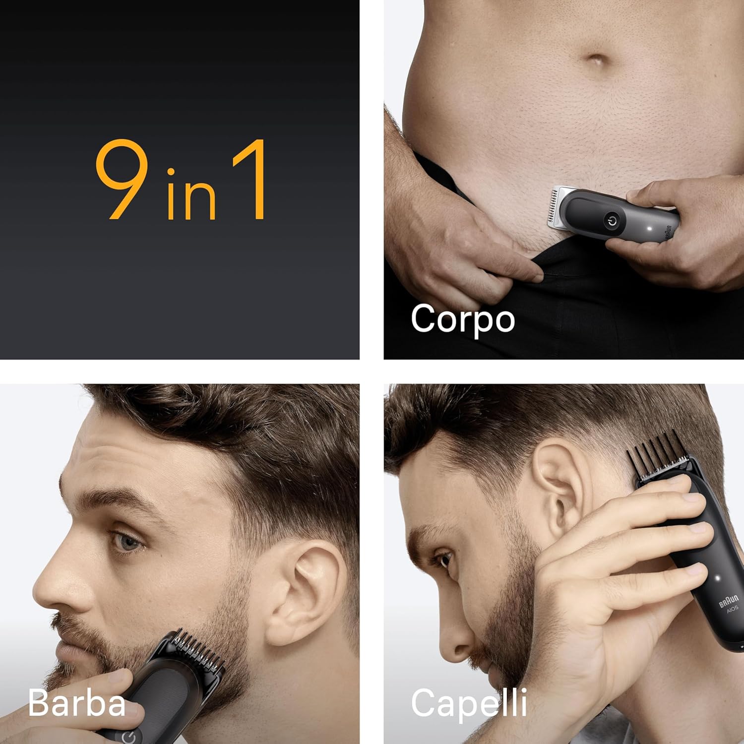 Detalle de Braun Rifinitore All-in-One Series 5 9in1 AI5545: rifinitura barba, capelli e corpo