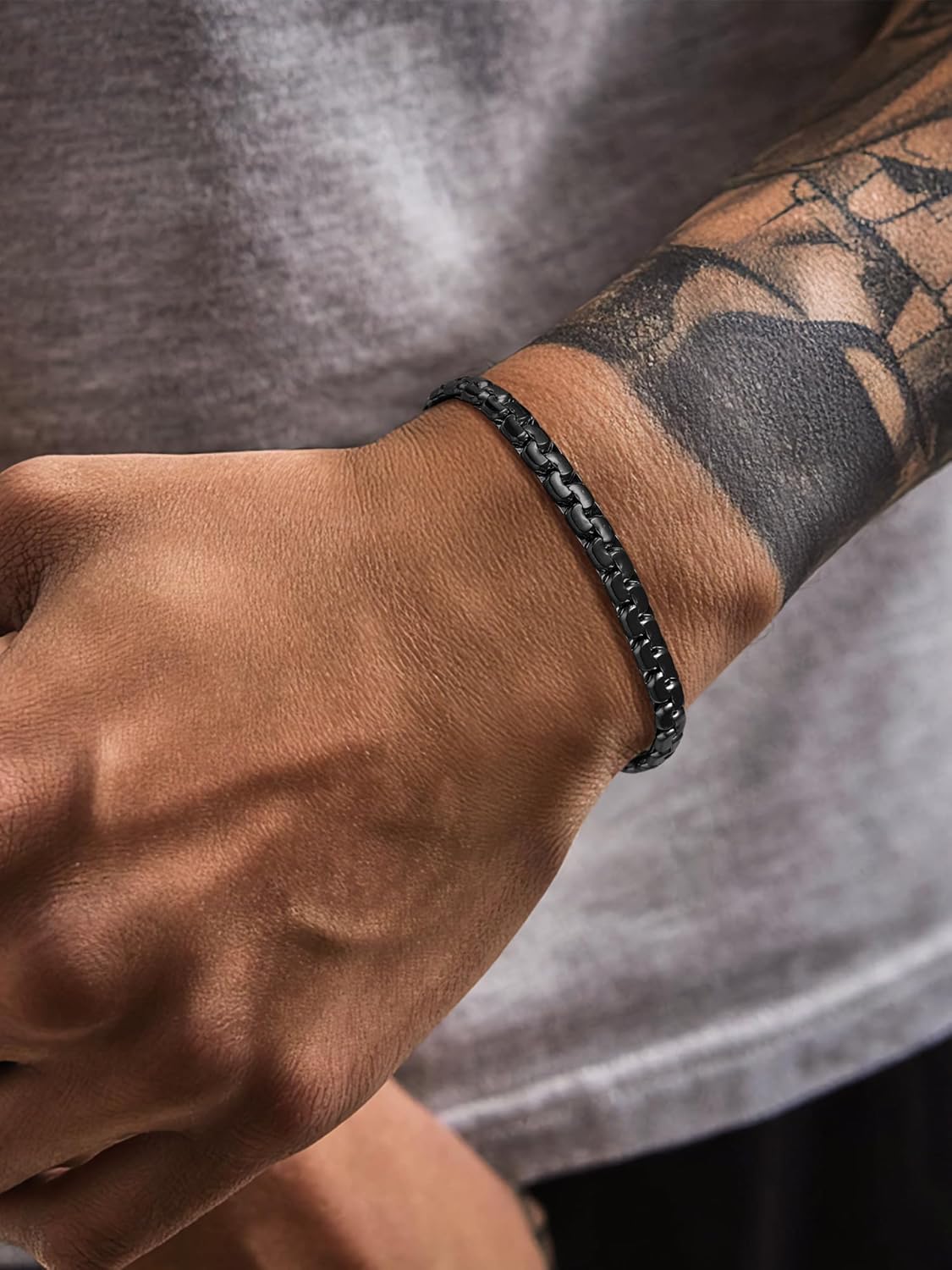 Thumbnail 6 de PROSTEEL Chaîne Bracelet Maillon Plat 4mm/6mm en Acier Inoxydable/Plaqué Or – Longueur 20cm/22cm