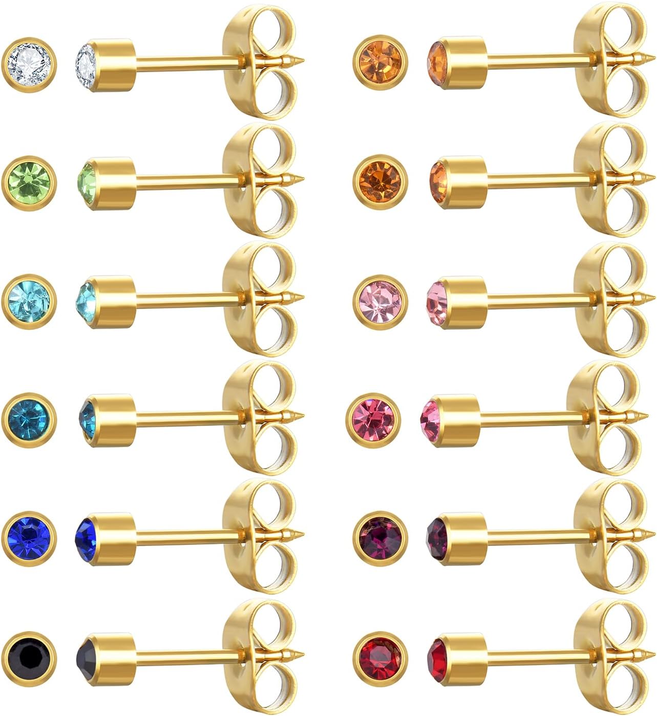 Thumbnail 6 de 12 Paar Ohrpiercing Ohrstecker Set vergoldet
