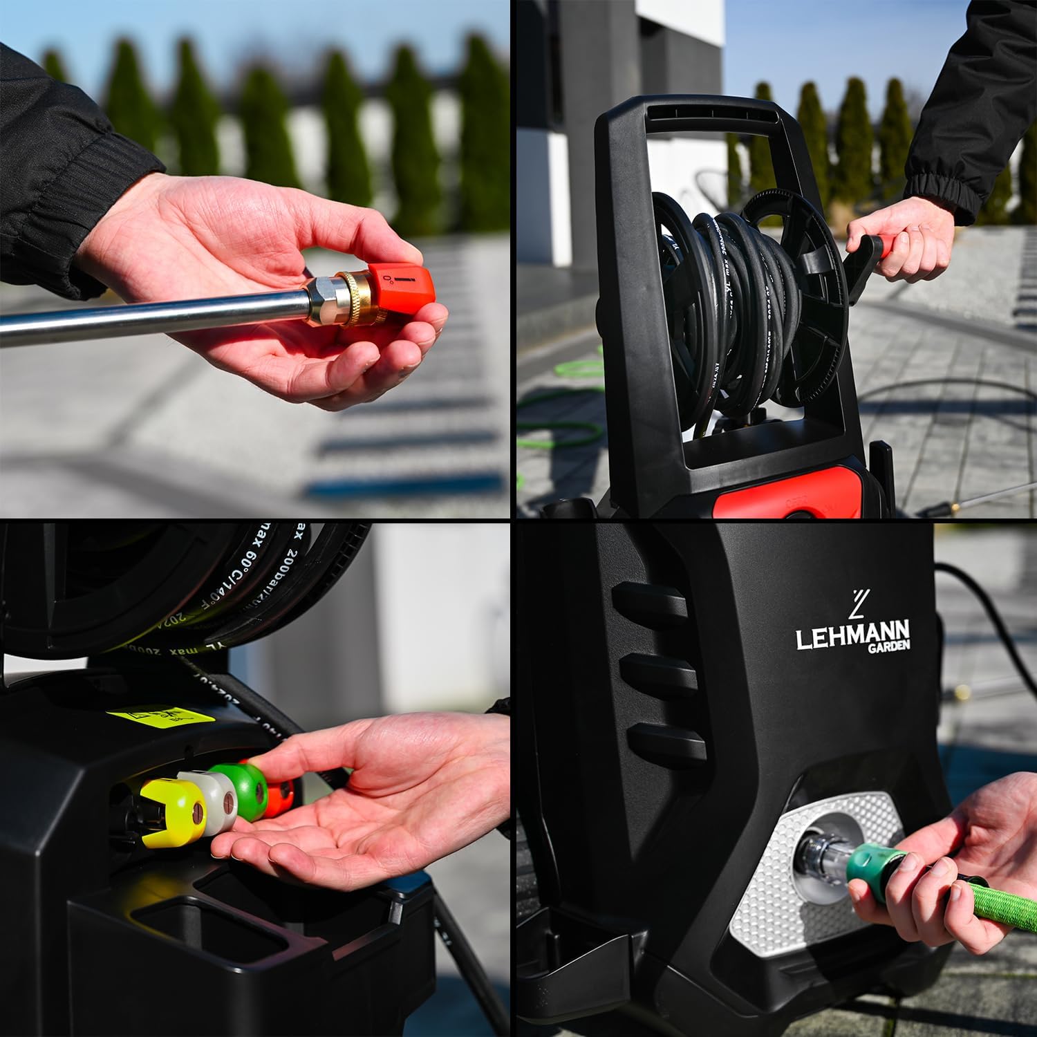 Thumbnail 3 de LEHMANN Colorado idropulitrice alta pressione 3000 W fino a 260 bar, 492 l/h con tubo 12 m e kit ugelli (lancia schiuma, turbo, 4 ugelli)