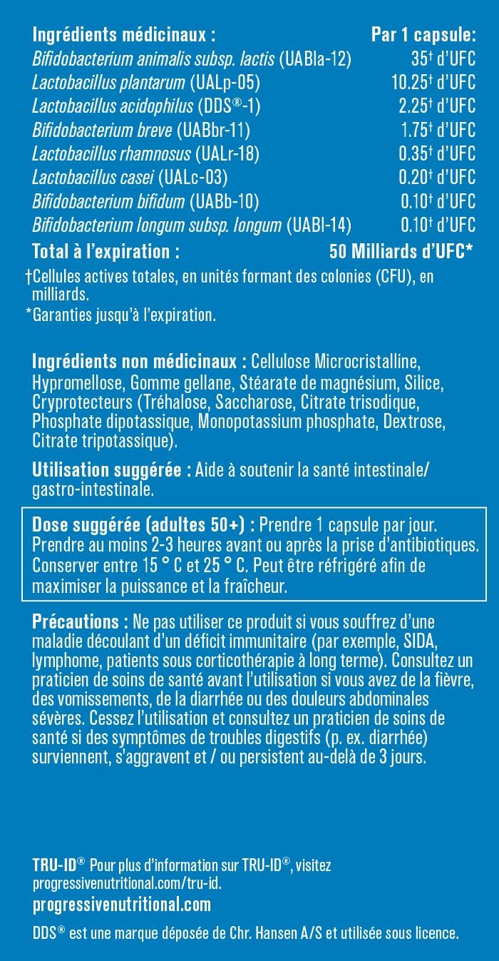 Detalle 2 de Progressive 1026 Perfect Probiotic Adult 50+ 50B, 30 Capsules, 8 Strains