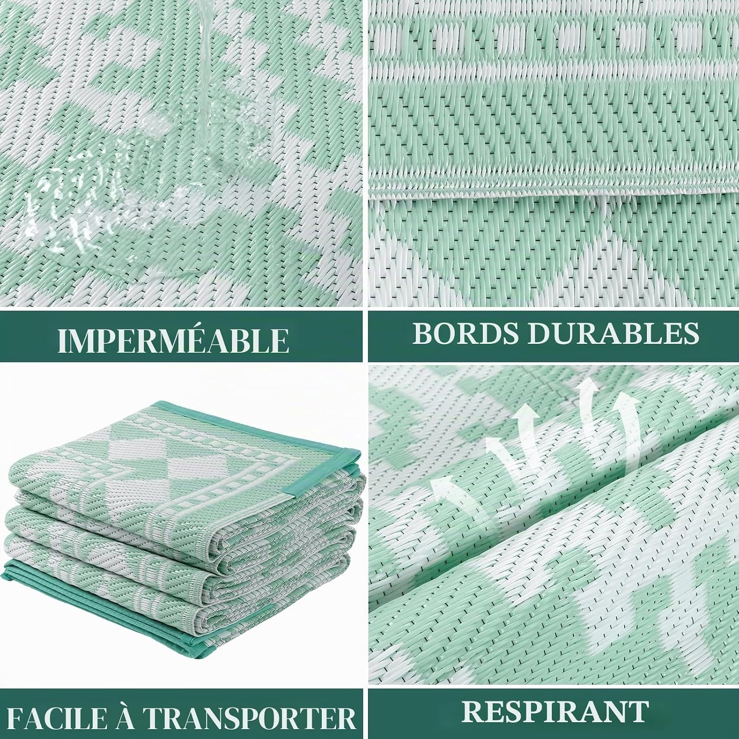 Thumbnail 2 de Enyhom Grand tapis d'extérieur réversible en paille de PP recyclé – polyvalent et pliable