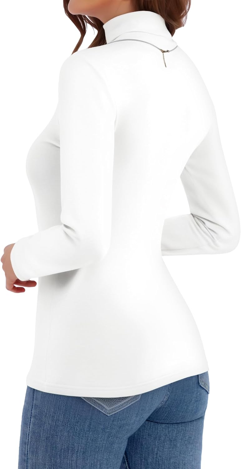 Detalle de ALGALAROUND Women's Long Sleeve Turtle Neck Top – Slim Fit Knit for Autumn and Winter