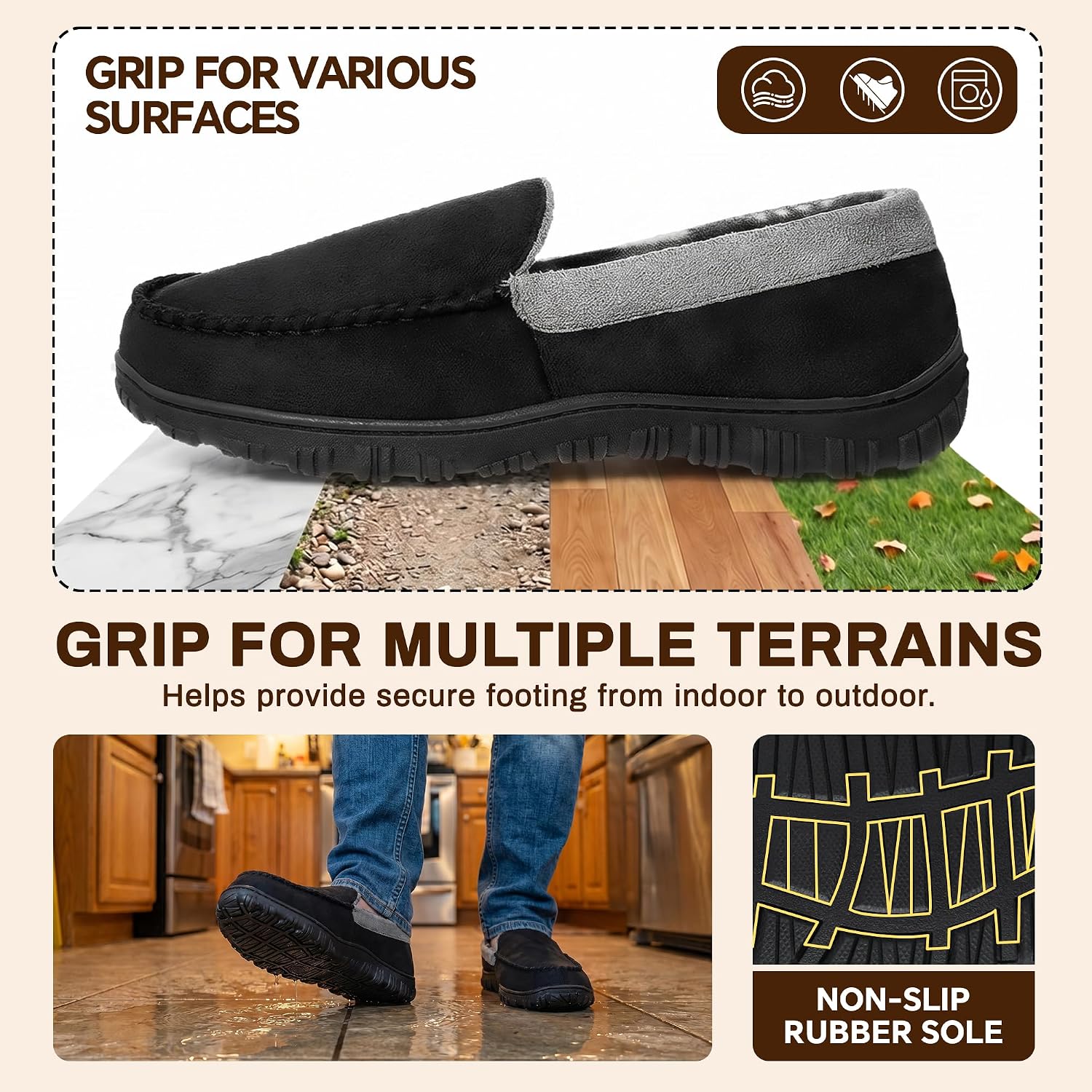 Detalle 2 de ShoesLocker Men's Microsuede Slippers 🚶