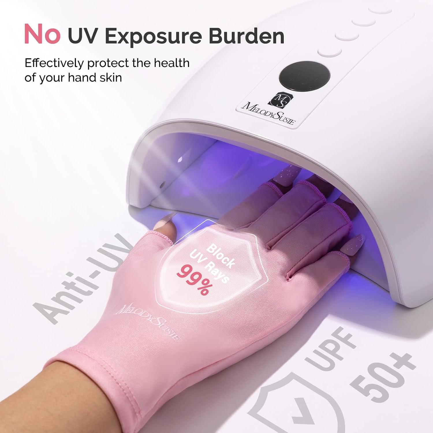 Detalle de MelodySusie Glove2025 Fingerless UV Gloves, UPF 50+ for Gel Manicures