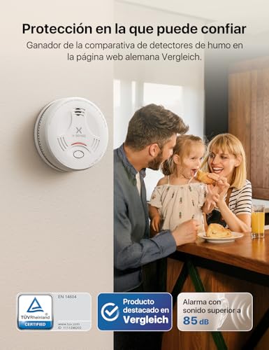 Detalle de X-Sense SD11: Detector de Humo con Batería de 10 Años, Alarma de 85 dB y Verificación Automática