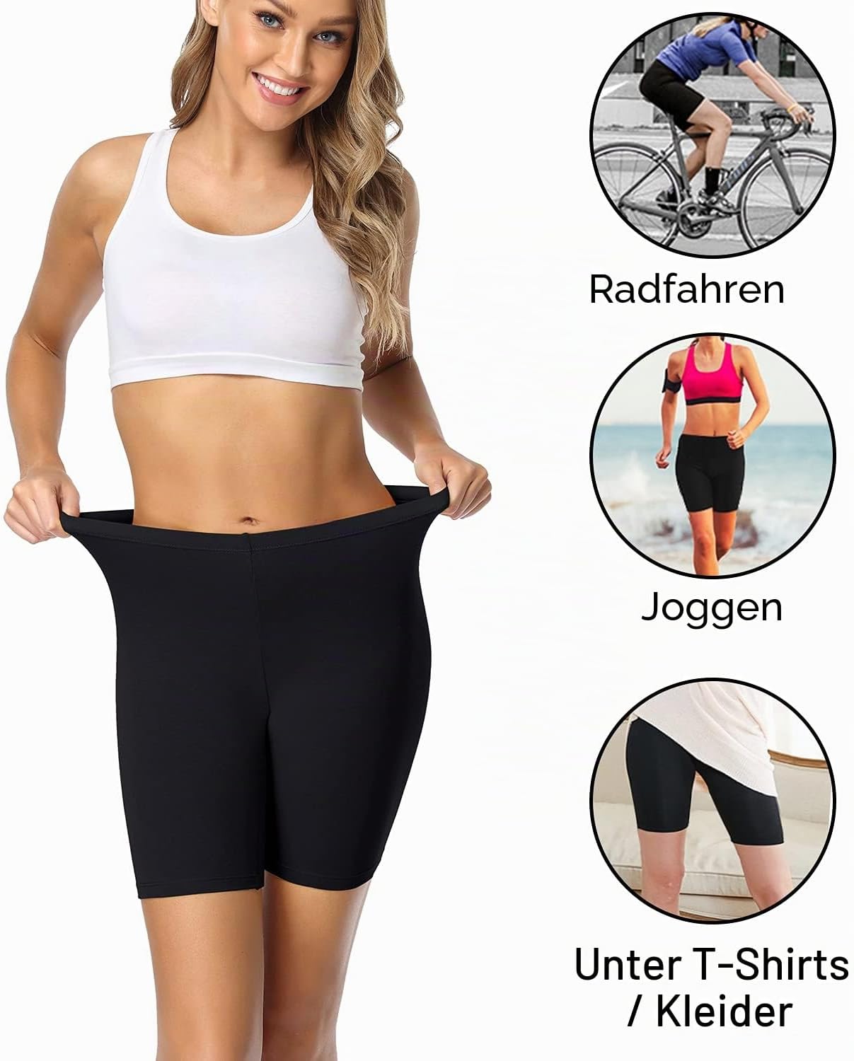 Detalle de wirarpa Unterhosen Radlerhose Boxershorts Damen – Hoher Bund, Baumwolle, Lange Unterwäsche, Größe S–5XL