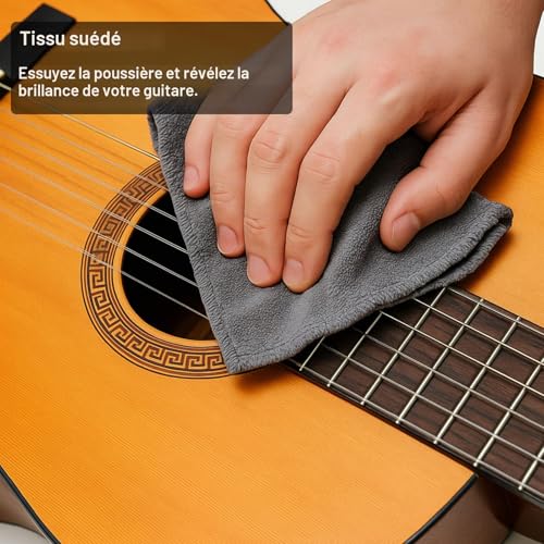 Thumbnail 7 de DINGSEN Kit Nettoyage pour Guitare, 7 pièces – Nettoyant, Huile, Cire, Coupe-cordes 3-en-1 et Chiffon Microfibre