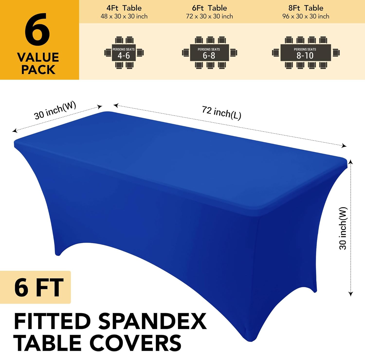 Detalle 2 de Dailyset 6-Pack Spandex Tablecloths for 6ft