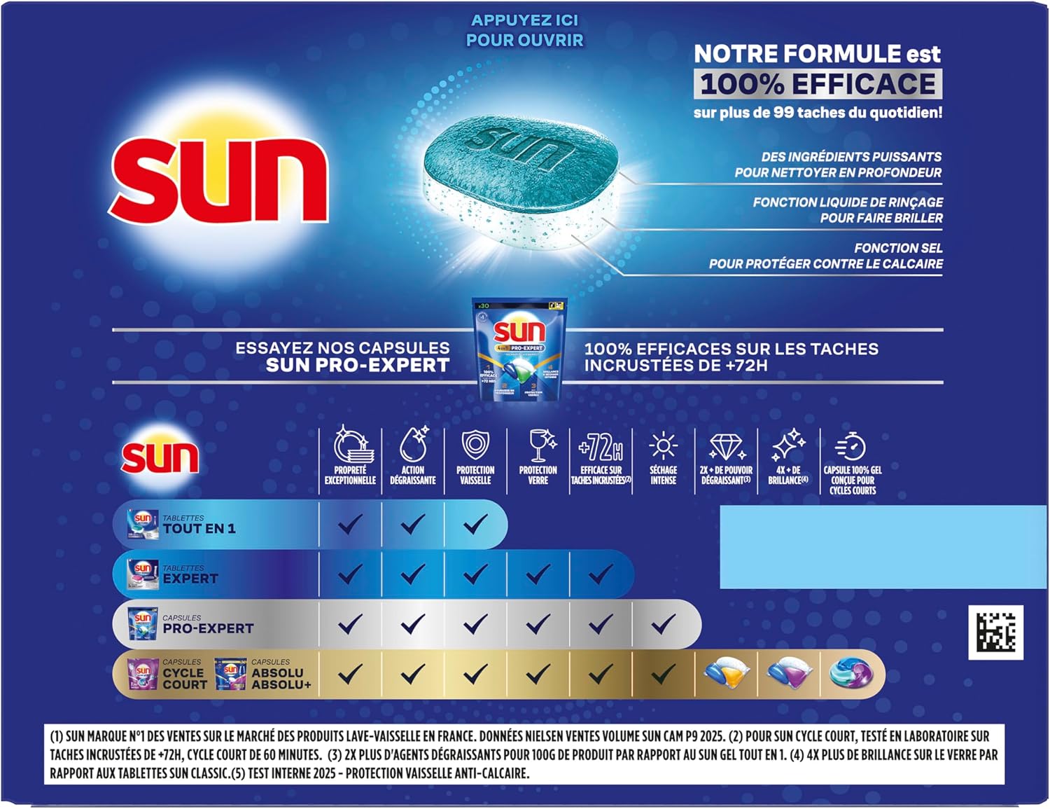 Detalle de SUN Pastilles Lave-vaisselle Tout en 1 Citron – 86 tablettes