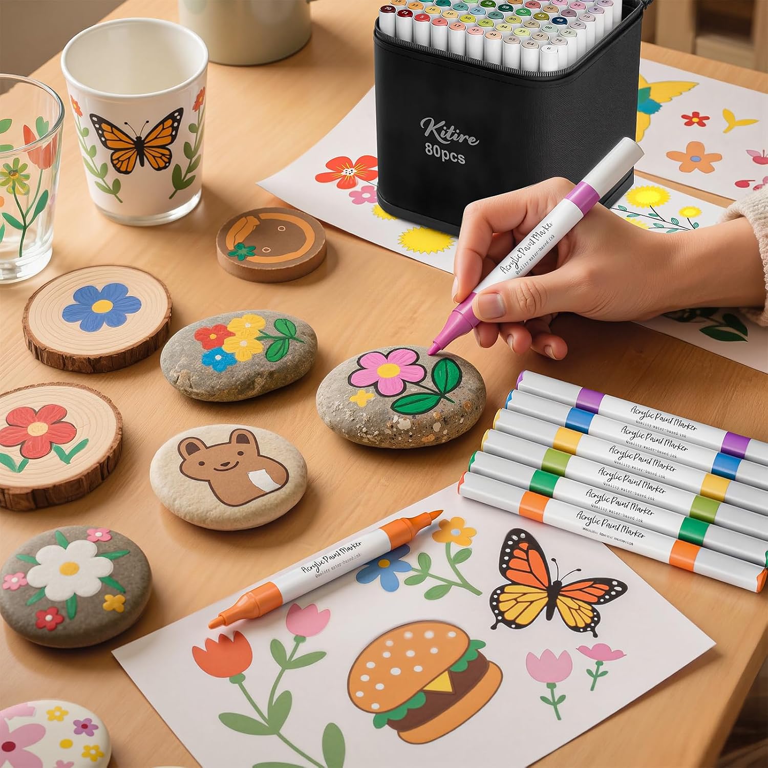 Thumbnail 6 de Kitire Acrylic Paint Pens, 48 Colors Dual Tip Acrylic Markers