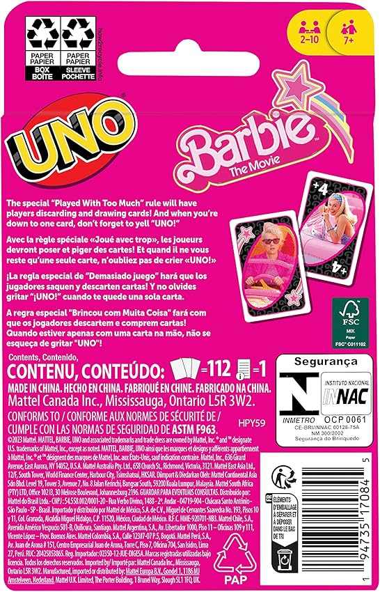 Thumbnail 6 de Mattel Games UNO Barbie The Movie — Juego de cartas familiar