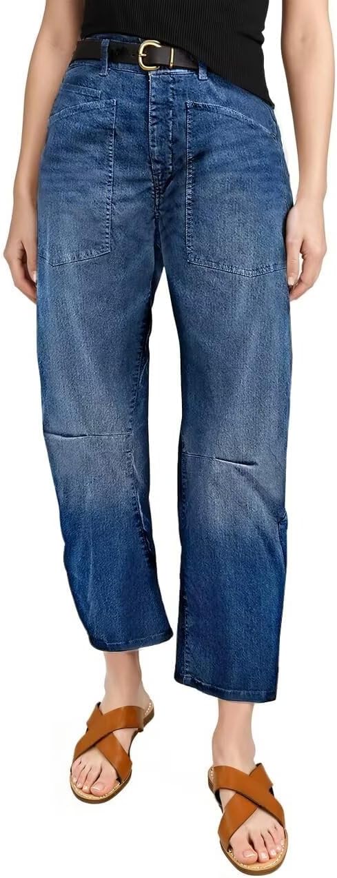 Detalle de EVALESS Barrel Pants Women’s High-Waisted Stretch Baggy Jeans