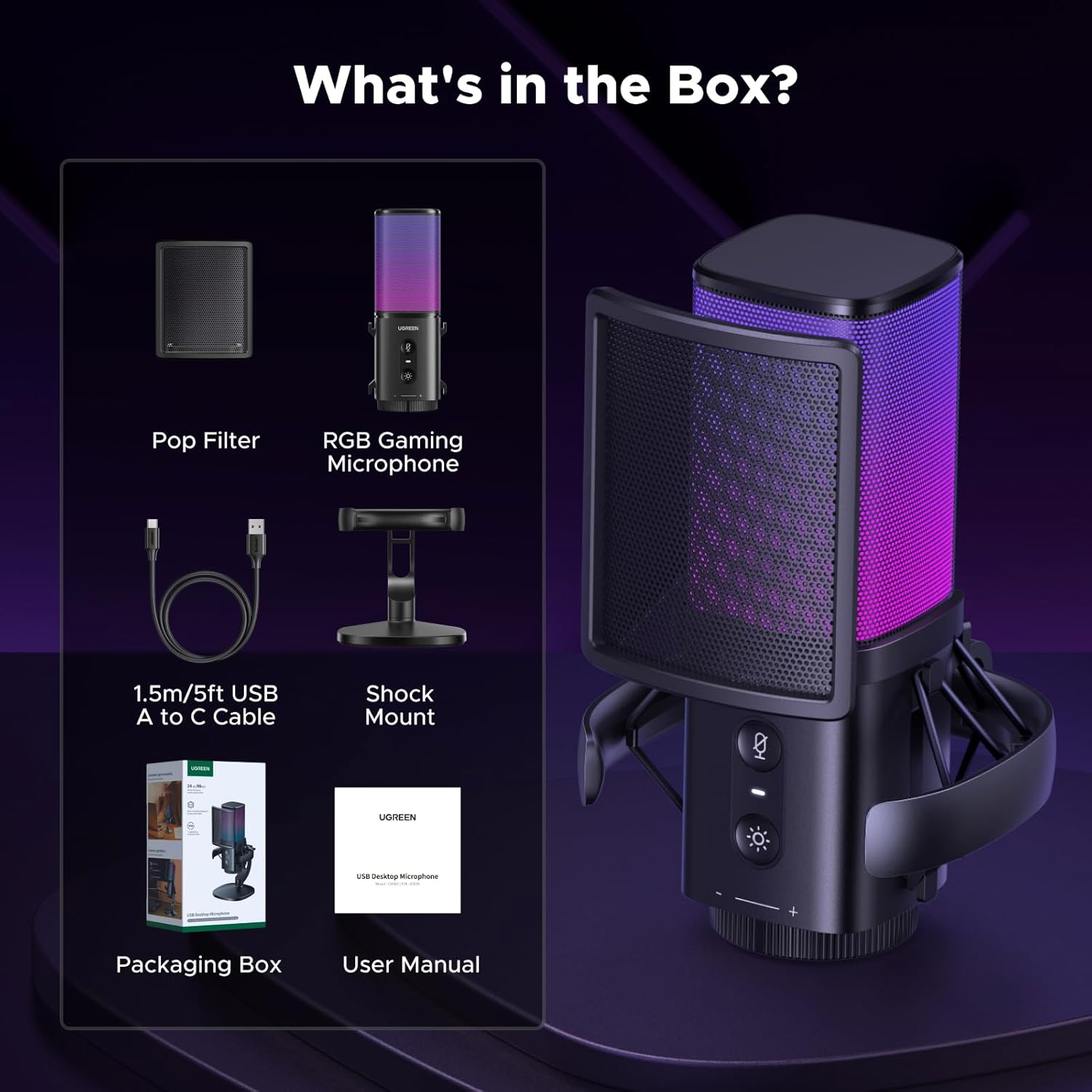 Thumbnail 6 de UGREEN USB Gaming Microphone 96kHz/24bit