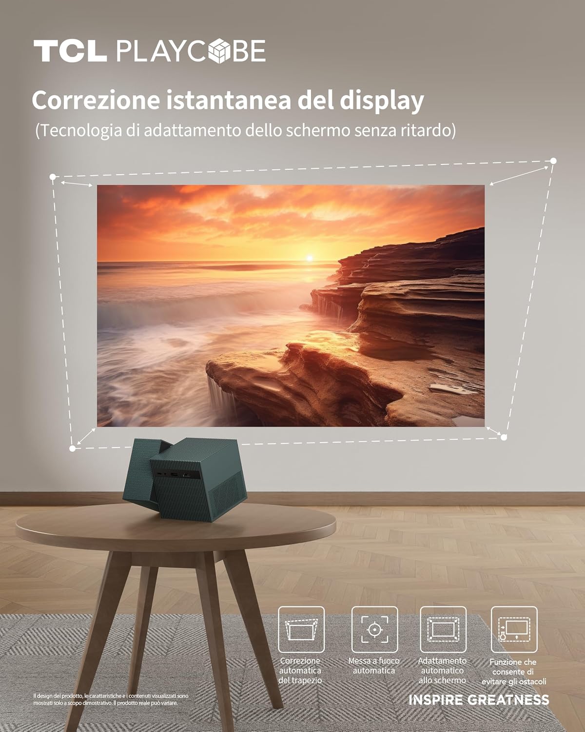 Detalle de TCL PlayCube Proiettore 4K FHD portatile mini con Wi‑Fi e Bluetooth, autofocus e keystone