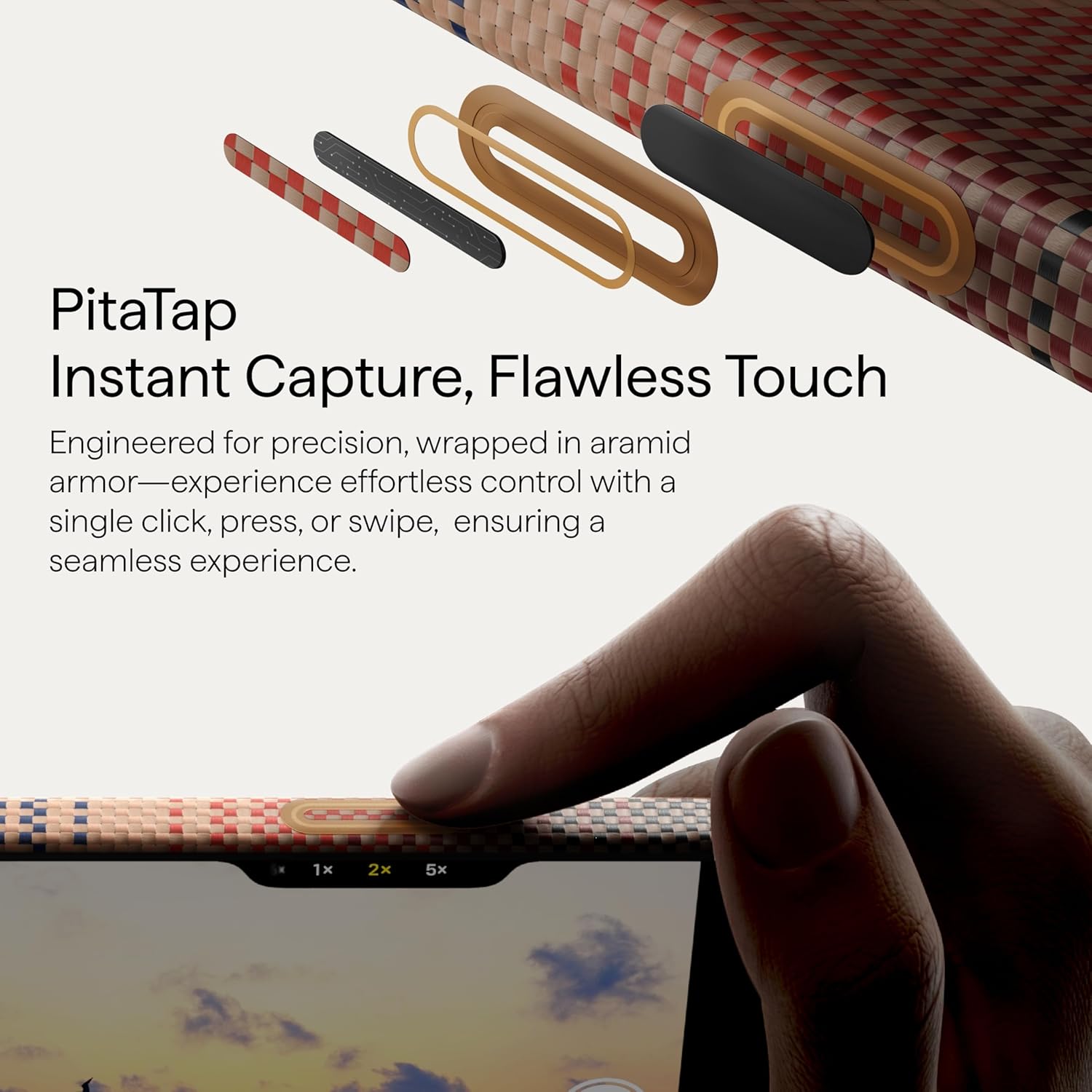 Thumbnail 3 de PITAKA Magnetic Aramid Fibre Case for iPhone 17 Pro Max (PitaTap camera control) – Sunset