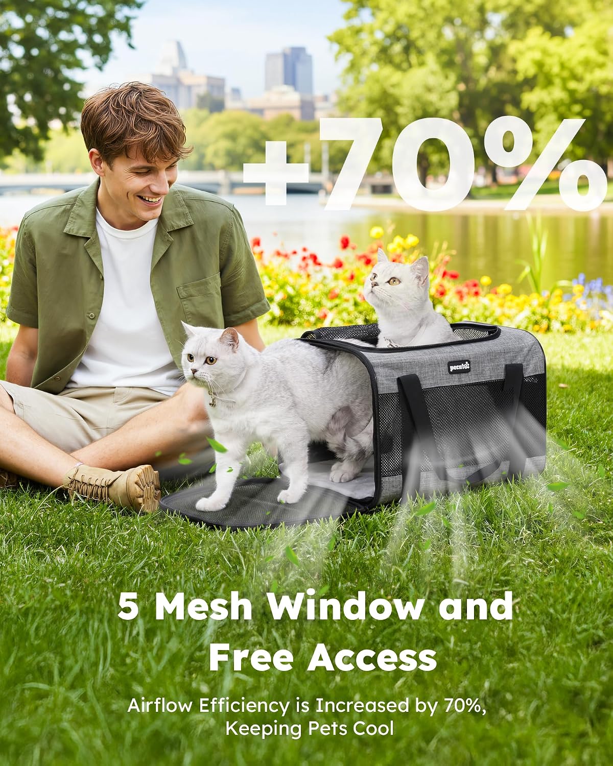 Thumbnail 4 de pecute Pet Carrier Bag for Pets 5kg Grey