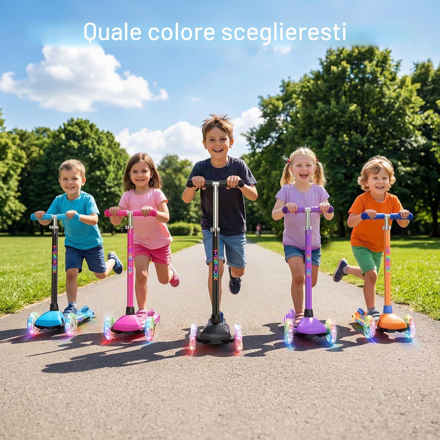 Thumbnail 6 de TONBUX Monopattino Bambini 3-8 Anni con Ruote e Vassoio Luminoso – Lean-to-Steer e Altezza Regolabile