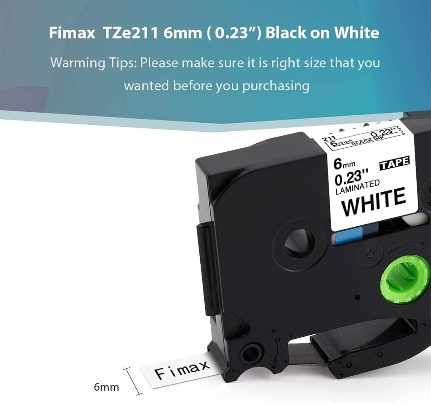 Thumbnail 2 de Fimax TZe 6mm TZ211 Ersatzband Schwarz auf Weiß