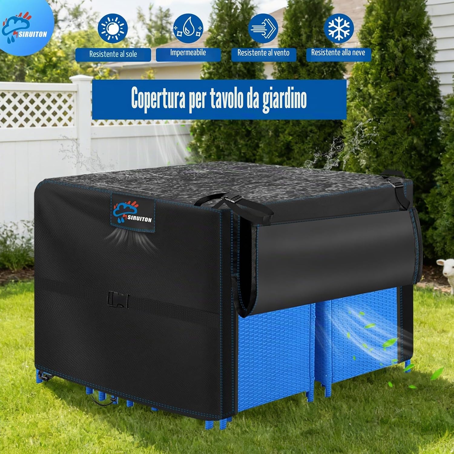 Thumbnail 6 de SIRUITON Copertura impermeabile 90x90x90 cm per mobili da giardino — ventilazione efficace e resistente agli strappi