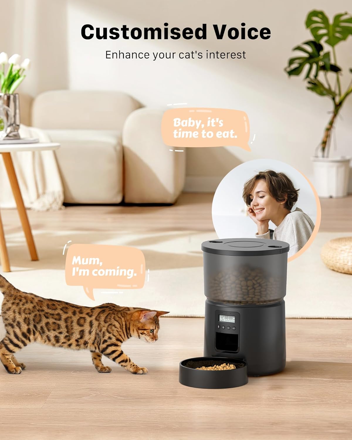 Detalle 2 de Automatic Cat Feeder 3L programmable bowl 🍽