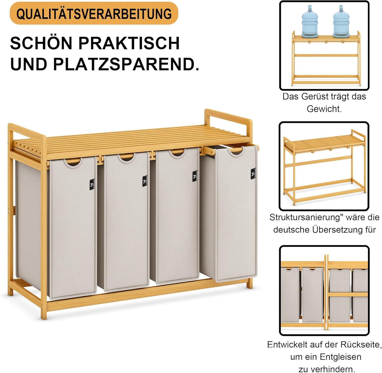 Thumbnail 3 de ADEL DREAM Wäschekorb 200 l mit 4 Fächern