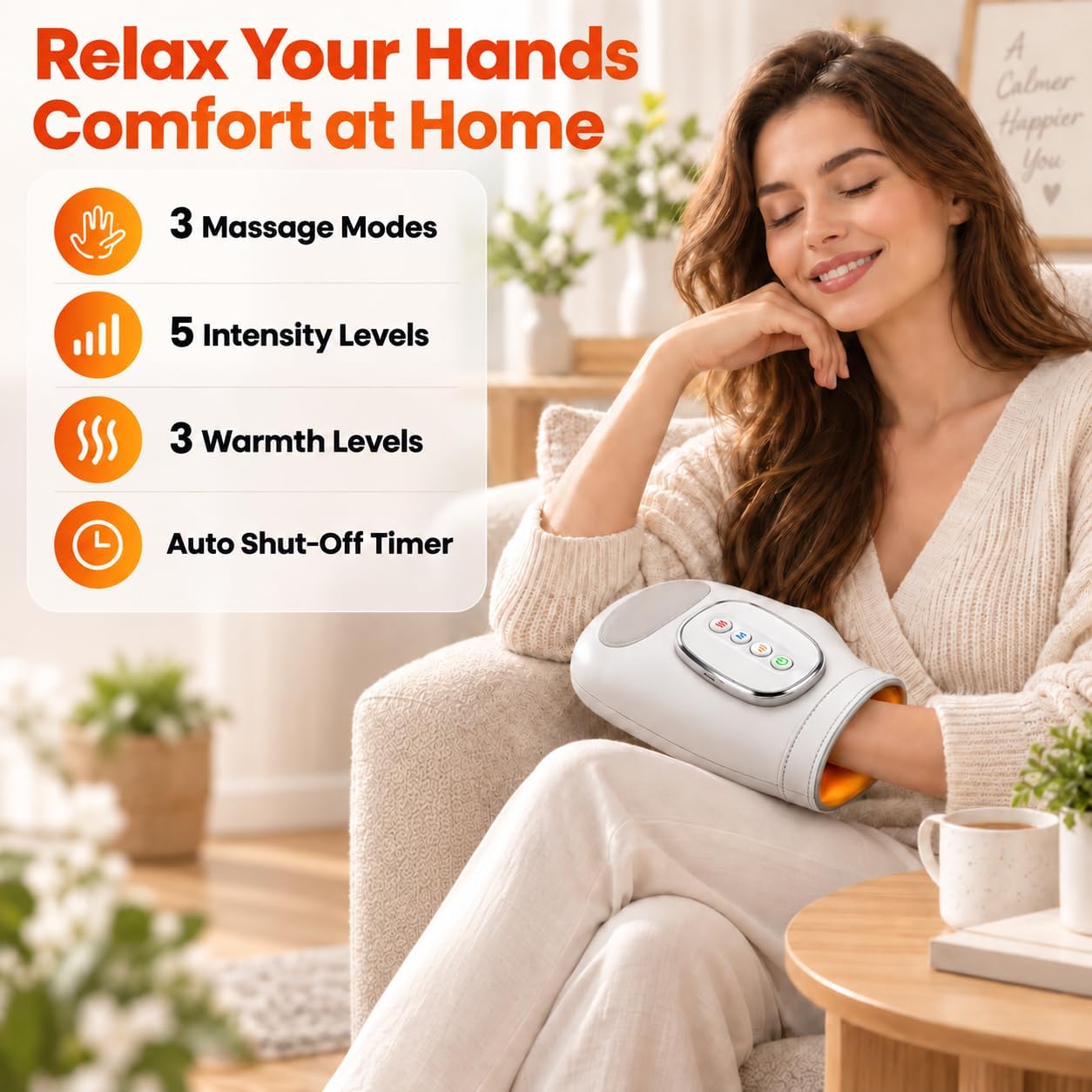 Detalle de Generic Electric Hand Massager with Heat, Compression, 3 Modes and 5 Levels