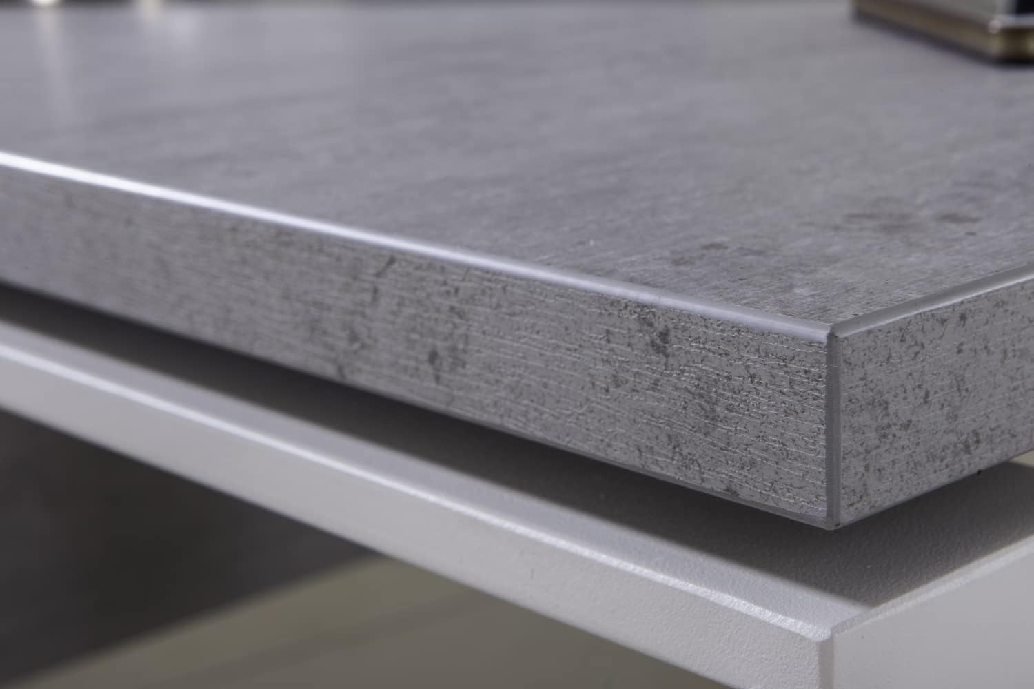 Detalle de Composad Scrivania, Cassettiera e Libreria Bassa – Linea Disegno, Grigio Cemento e Bianco Laccato