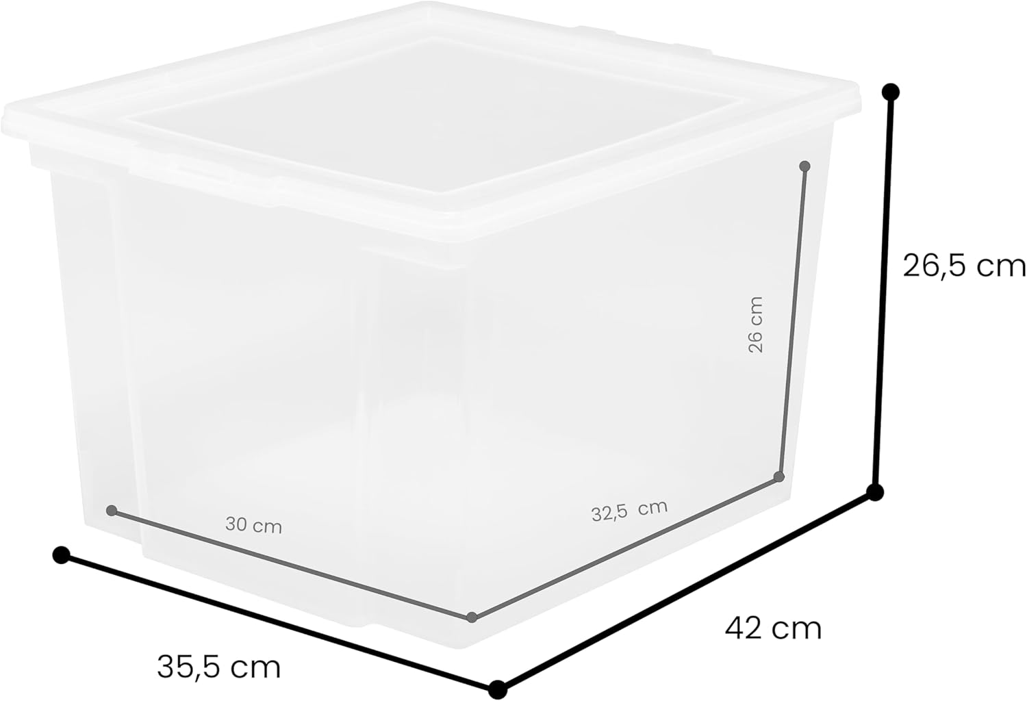 Thumbnail 4 de Iris Ohyama stapelbare Aufbewahrungsboxen (6er-Set) mit Deckel, 30 L – transparent, mit Clips und Griff